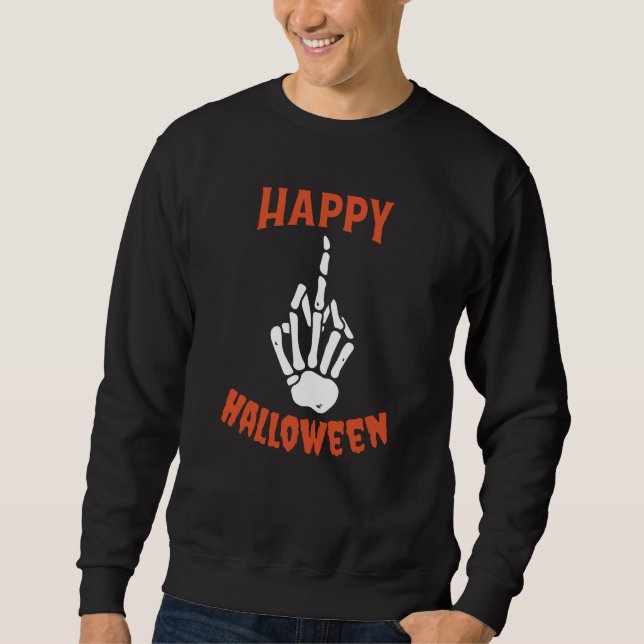 Moletom Skeleton Middle Finger Happy Halloween (Frente)