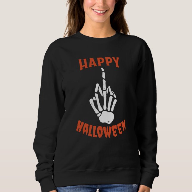 Moletom Skeleton Middle Finger Happy Halloween (Frente)