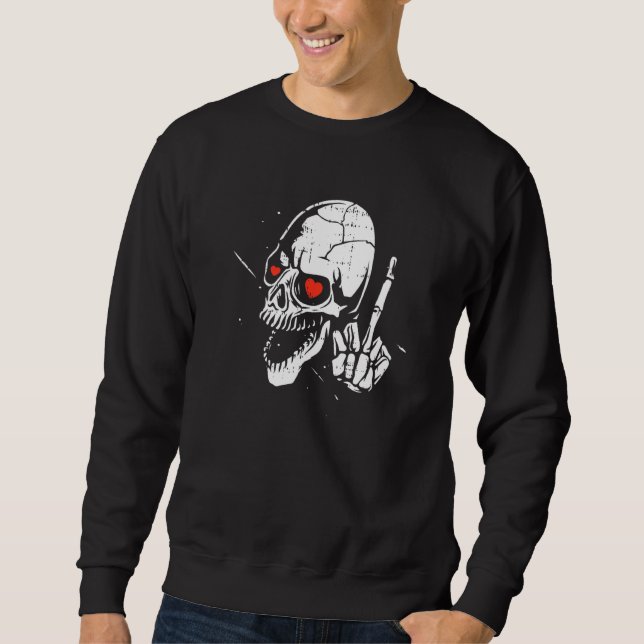 Moletom Skeleton Middle Finger Heart Valentines Day Skull  (Frente)