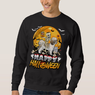 Moletom Skeleton Riding Shih Tzu Halloween Pumpkin