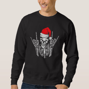 Moletom Skeleton Santa Hat Rock E Roll Hand Legal Christm