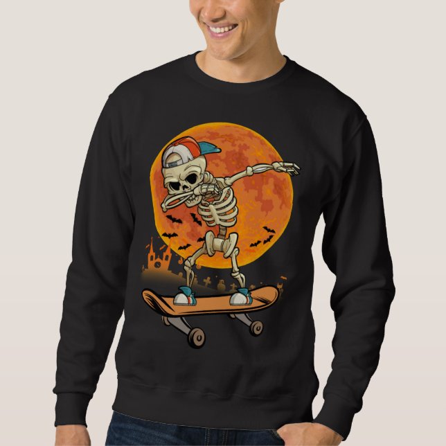 Moletom Skeleton Skateboard Dabbing  Halloween Costume Gif (Frente)