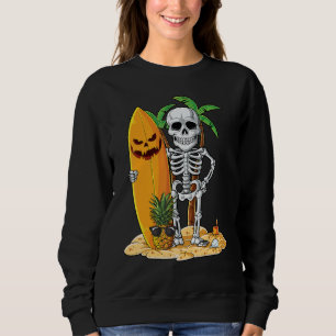 Moletom Skeleton Surfing Halloween Hawaii Hawaii Homens Wo