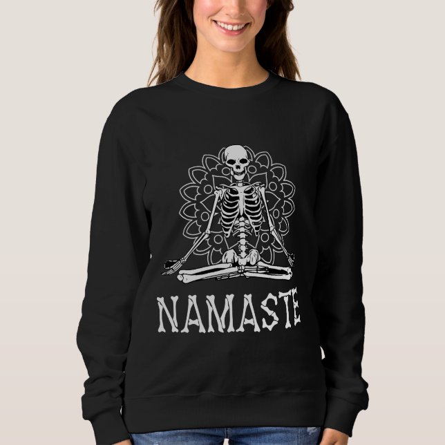 Moletom Skeleton Yoga Namaste Halloween 17 (Frente)