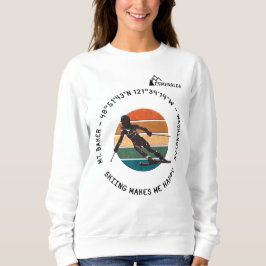 Moletom Ski Mt. Baker, Washington - Lady Skier, Texto Pret