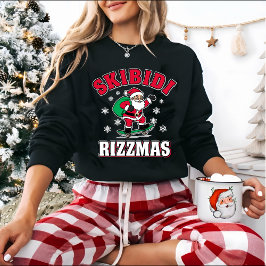 Moletom Skibidi Rizzmas Meme Divertido de Natal Papai Noel