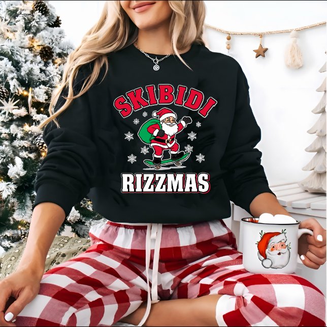 Moletom Skibidi Rizzmas Meme Divertido de Natal Papai Noel (Criador carregado)