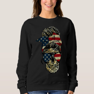 Moletom Skull Messaging Leopard Imprima a bandeira america