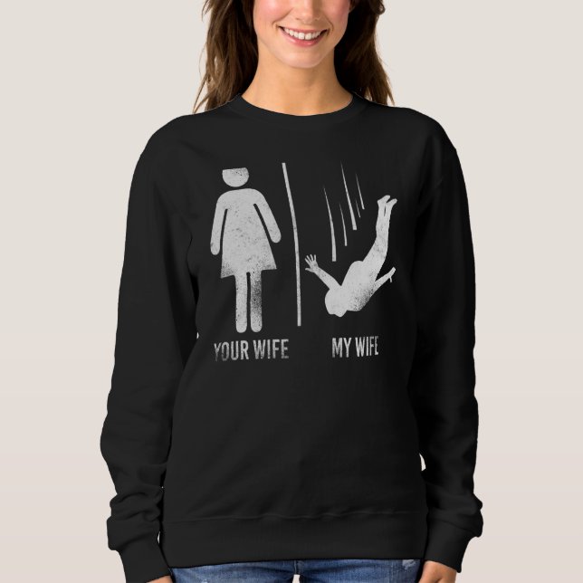 Moletom Skydiving Sua Esposa Minha Esposa Vintage (Frente)