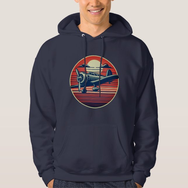 Moletom Skyline Explorer: Vintage Aviation Hoodie (Frente)