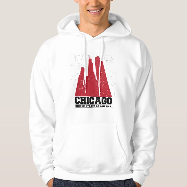 Moletom Skyline vermelha da cidade de Chicago, Illinois | (Frente)