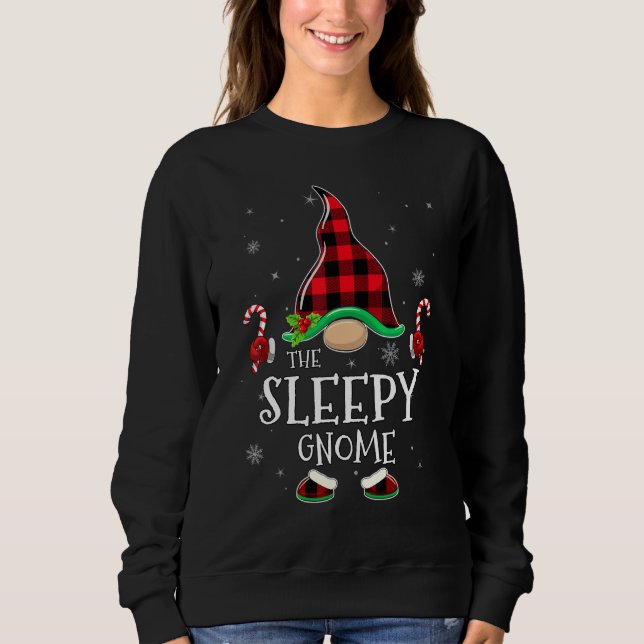 Moletom Sleepy Gnome Buffalo Plaid Matching Family Christm (Frente)