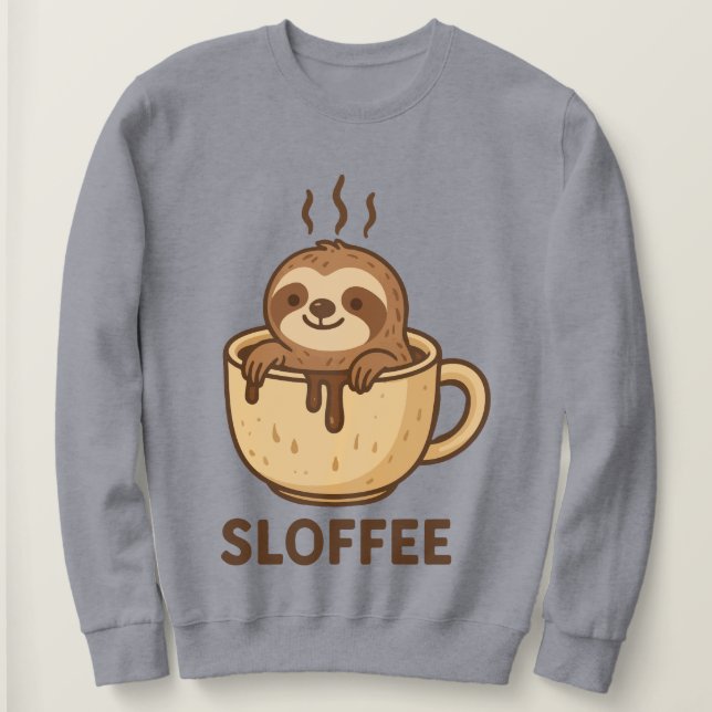 Moletom SLOFFEE — Café Preguiçoso Fofo | Preguiça Engraçad (Frente do Design)