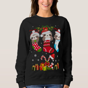 Moletom Sloth Christmas Sloth Santa Hat Lights Xmas T