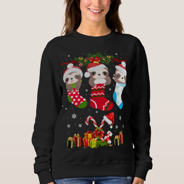 Moletom Sloth Christmas Sloth Santa Hat Lights Xmas T (Frente)