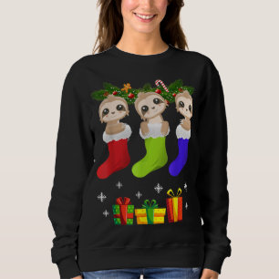 Moletom Sloth Christmas Sloth Santa Hat Lights Xmas T