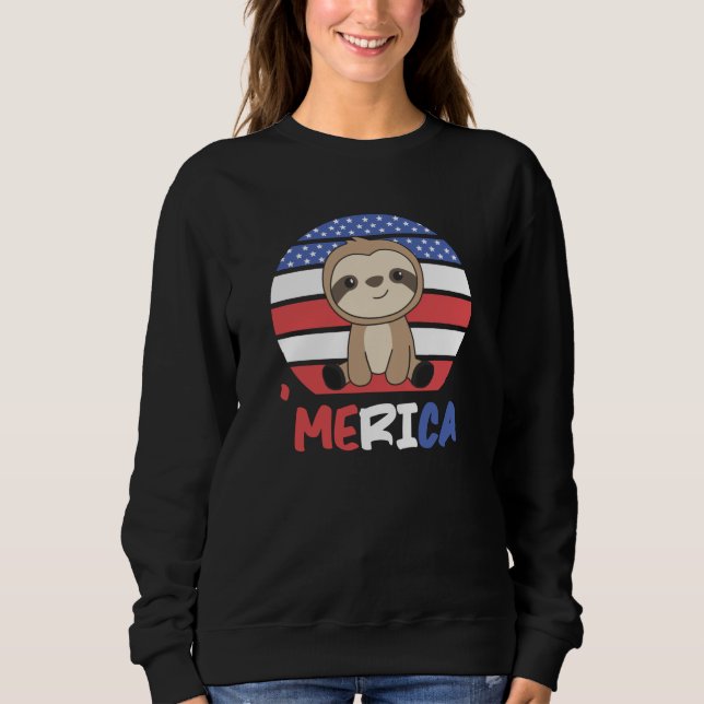 Moletom Sloth Funny Sloth 4 De Julho Americano (Frente)