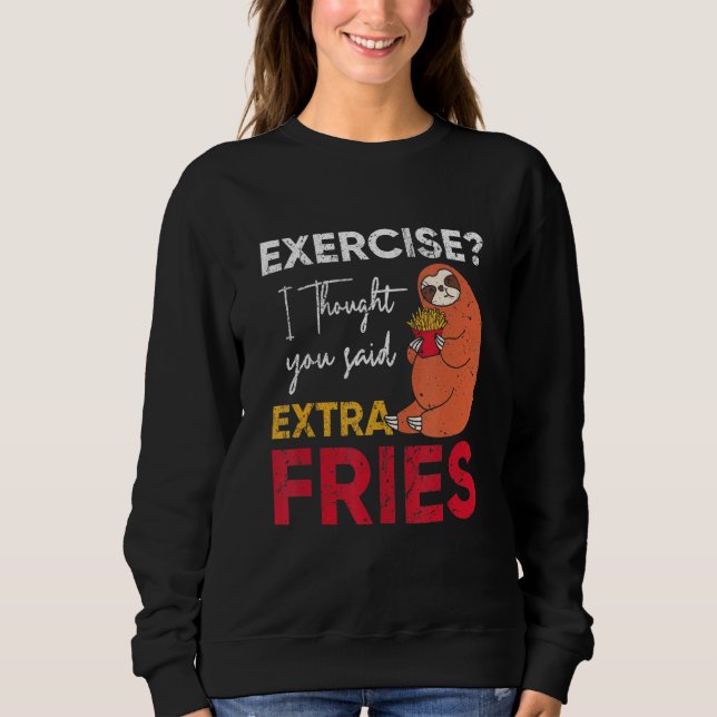 Moletom Sloth Loves Fries Cheat Day Gym Extra Fries (Frente)