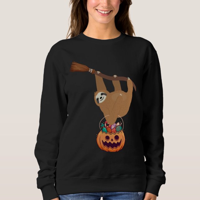 Moletom Sloth Witch Broom Halloween Costume (Frente)