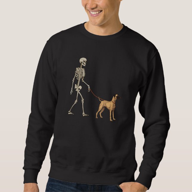 Moletom Sloughi Skeleton Dog Walking Halloween Dog (Frente)