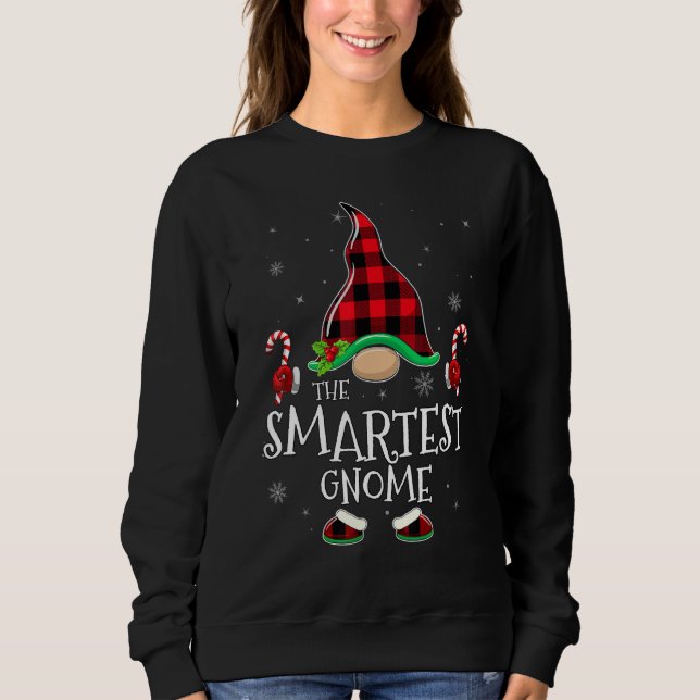 Moletom Smartest Gnome Buffalo Plaid Matching Family Chris (Frente)
