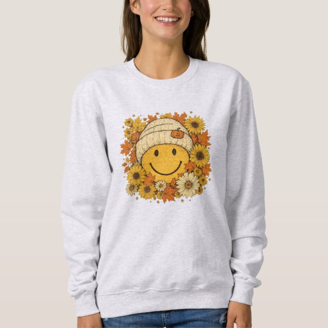 Moletom Smiley face giro na Beanie Cozy cercada por Sol (Frente)