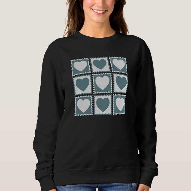 Moletom Smoky Teal Geometric Hearts Valentine’s Gift (Frente)
