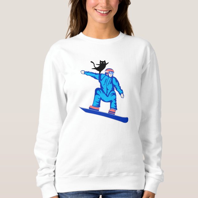 Moletom Snowboarder com um Cat Balancing Act (Frente)