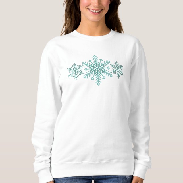 Moletom Snowflake Season Teal Winter (Frente)