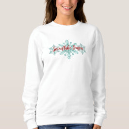 Moletom Snowflake Season Winter Script Teal Christmas