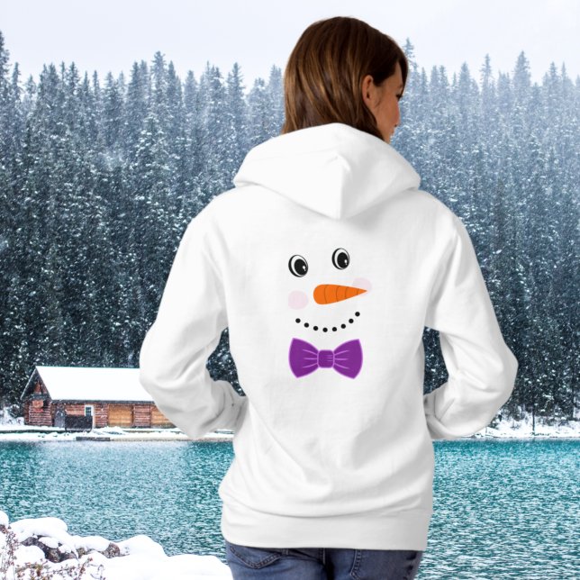 Moletom Snowman Face Purple Bowtie adiciona nome (Criador carregado)