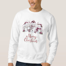 Moletom Snowman Merry Christmas Typography Sweatshirt