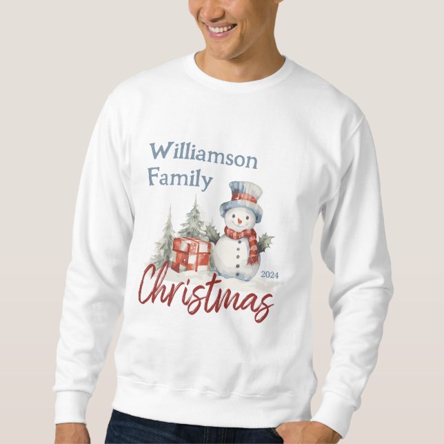 Moletom Snowman Monogramas de Natal Familiar (Frente)