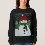 Moletom Snowman Red Beanie Ugly Christmas Sweater<br><div class="desc">Homem de neve super fofo e alegre com um gorro vermelho e cachecol verde; parado diante de um pinheiro para dar neve. Costume Feliz Natal e tipografia de Feliz ano novo, faça deste suéter uma roupa fantástica para a sua festa de Natal Feia. Torne-o engraçado, faça-o único. Esta ilustração foi...</div>