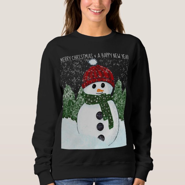 Moletom Snowman Red Beanie Ugly Christmas Sweater (Frente)