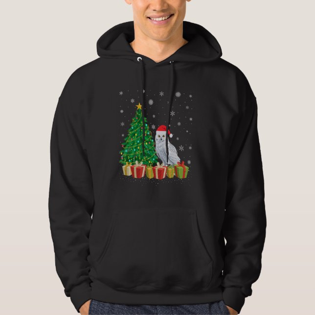 Moletom Snowy Owl Xmas Tree Lighting Santa Hat Snowy Owl C (Frente)