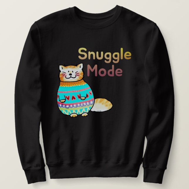 Moletom Snuggle Mode Cute Ginger Cat (Frente do Design)