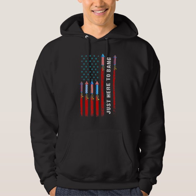 Moletom Só Aqui Para Bang American Flag Fireworks 4º De (Frente)