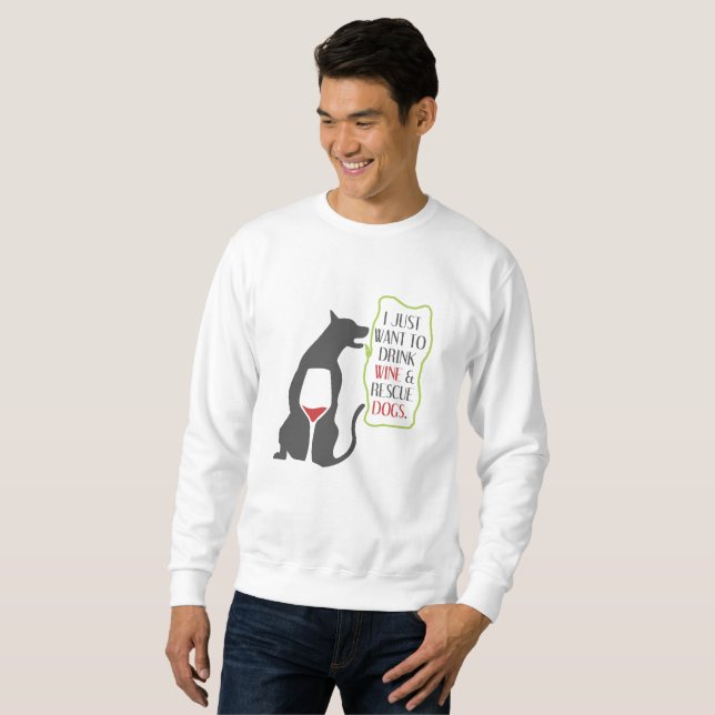 Moletom só quero beber vinho e salvar cachorros (Frente Completa)