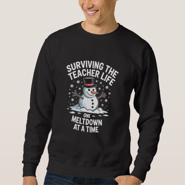 Moletom Sobrevivendo ao Natal Vida de Professor Colapso Na (Frente)