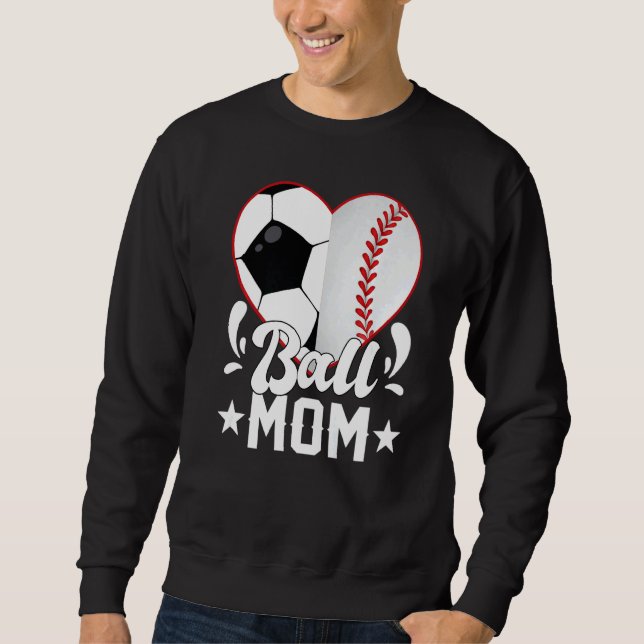 Moletom Soccer Baseball Softball Mom Ball Mom Heart (Frente)
