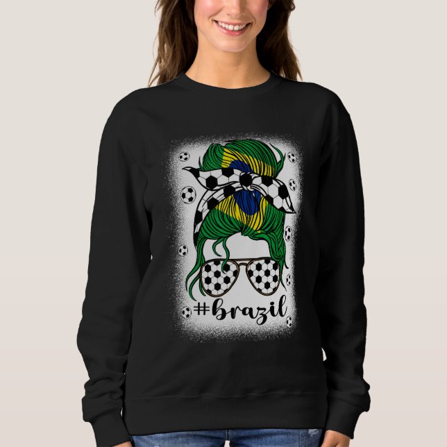 Moletom Soccer Brazil Football Fans Brazilian Girl Mom Mes (Frente)