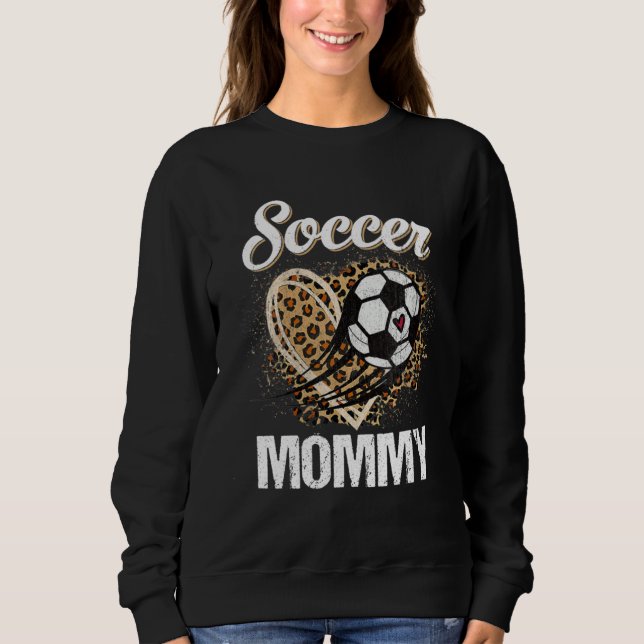 Moletom Soccer Mommy Leopard Heart Proud Mommy Mother s Da (Frente)