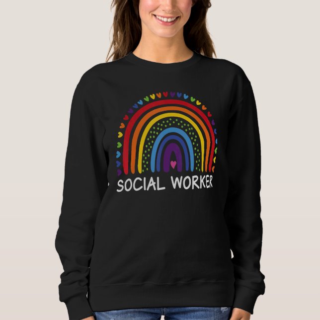 Moletom Social Worker Boho Rainbow Back To School Apprecia (Frente)