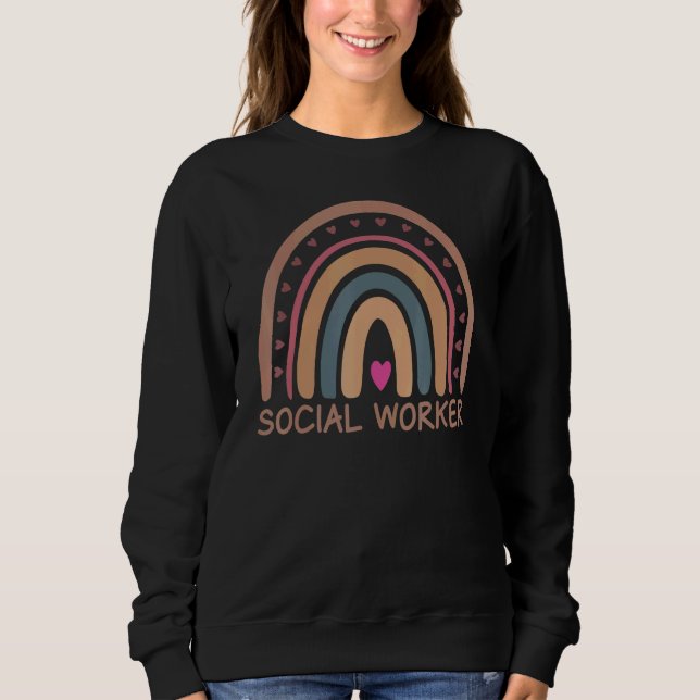 Moletom Social Worker Boho Rainbow Back To School Apprecia (Frente)
