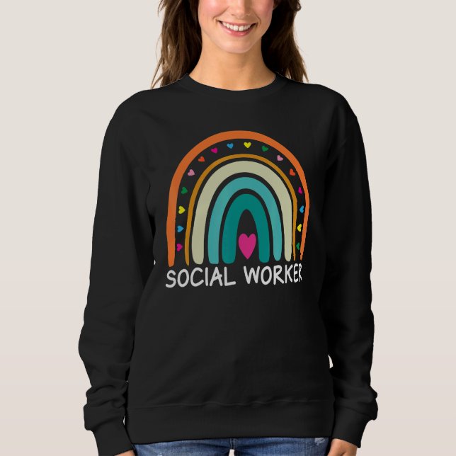 Moletom Social Worker Boho Rainbow Back To School Apprecia (Frente)