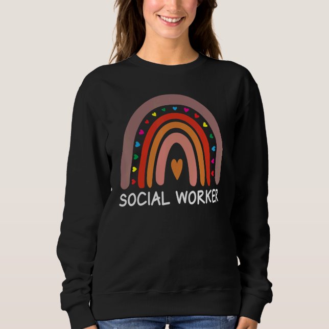 Moletom Social Worker Boho Rainbow Back To School Apprecia (Frente)