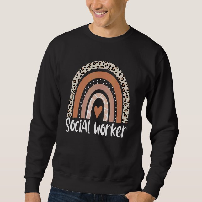 Moletom Social Worker Leopard Rainbow Social Work Apprecia (Frente)