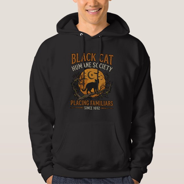 Moletom Sociedade Humana Black Cat Halloween Lua Cheia Mor (Frente)