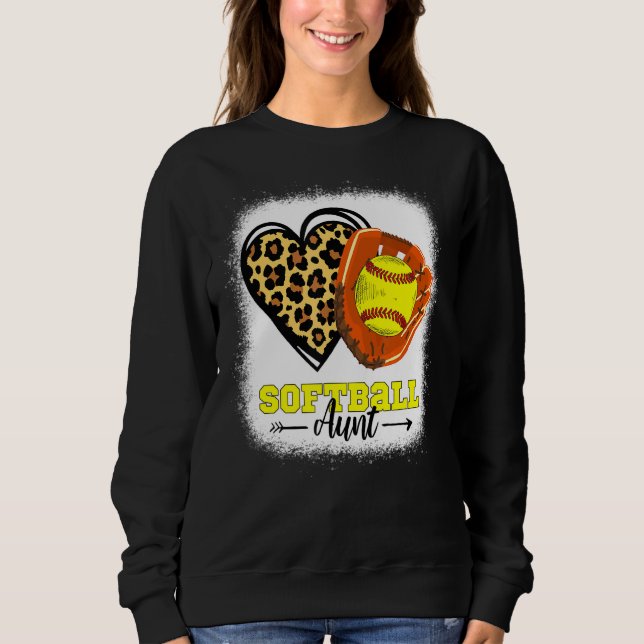 Moletom Softball Aunt Leopard Heart Glove Softbal (Frente)